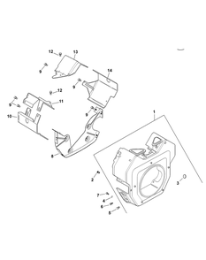 Kohler Engine Blower Housing And Baffles Diagram and Parts List for 46F 4X4-1I018G-1I019G-37ACH010 Cub Cadet Lawn Tractor Accessories